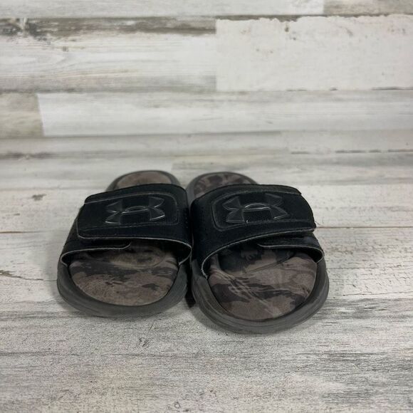 Under Armour Boys Slides Sandals 4D Foam Logo Strap Black Size 1Y - Picture 4 of 7